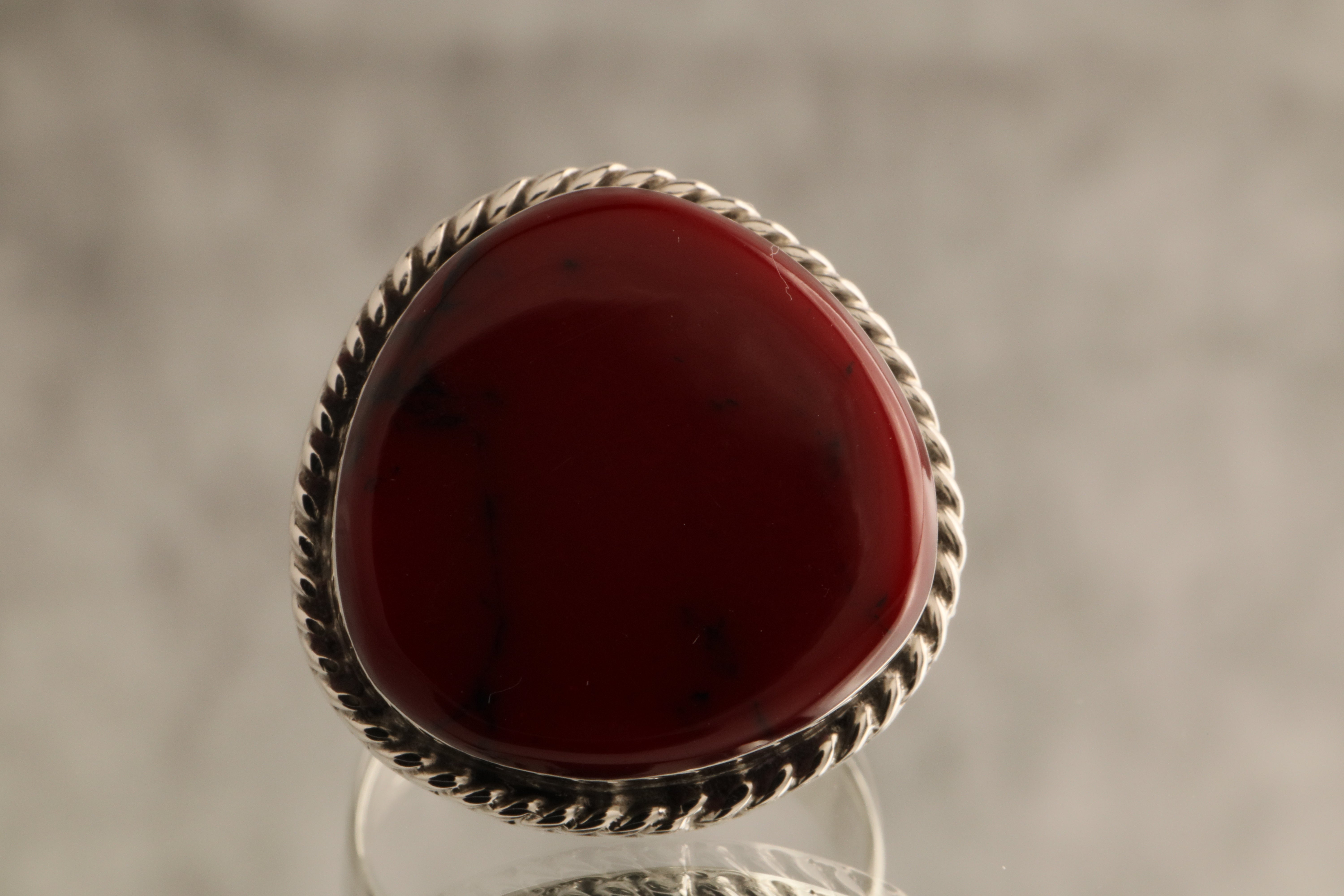 Crimson Heart - 9 Grams Of  925 Silver Ring with Red Resin Stone Or Onyx