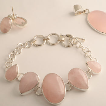 Rosa Serena – Rose Quartz Jewelry Set in 925 Sterling Silver