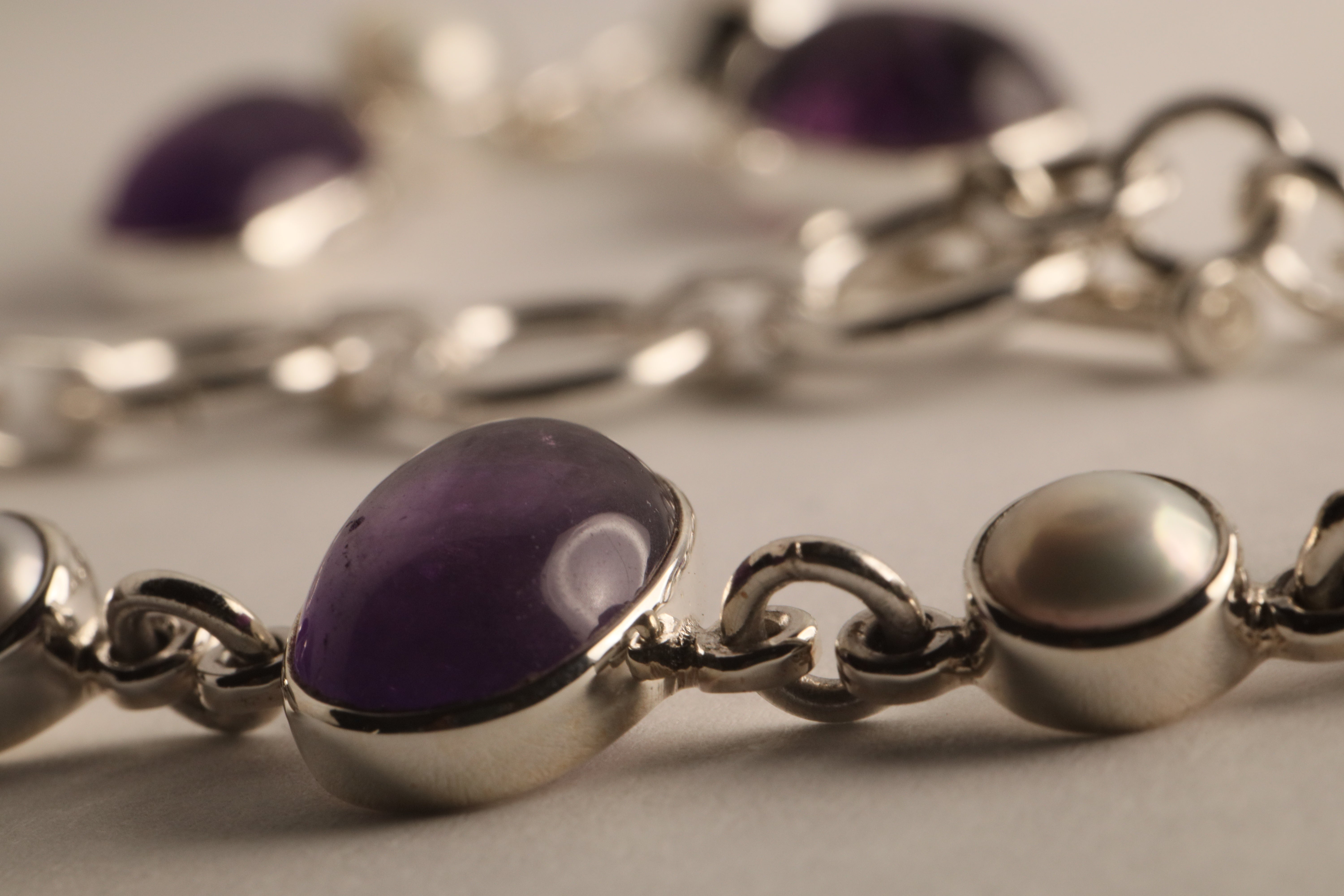 Celestial Harmony – Amethyst & Cultured Pearl Jewelry Set in 925 Sterling Silver