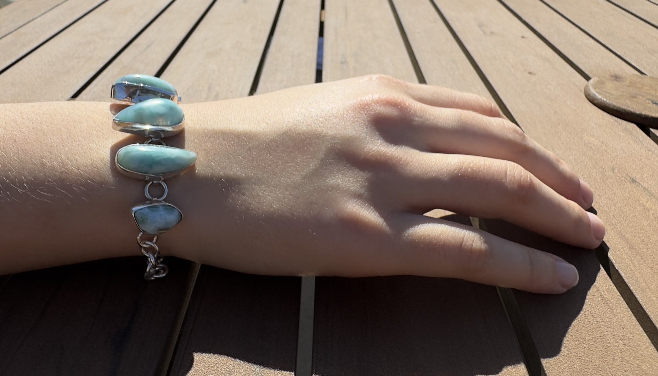Ocean's Serenity - Larimar 925 Silver Bracelet