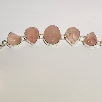 Blushing Grace - Rose Quartz 925 Silver Bracelet