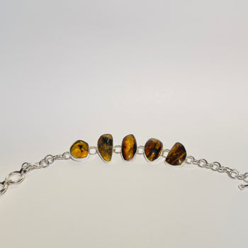 Ancient Light - Handcrafted Chiapas Amber 950 Silver Bracelet