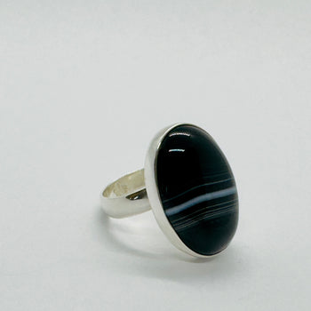 Midnight Horizon - Agate Druzy 925 Silver Ring