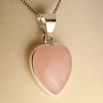 Eternal Love – Heart-Shaped Rose Quartz Pendant in 925 Sterling Silver