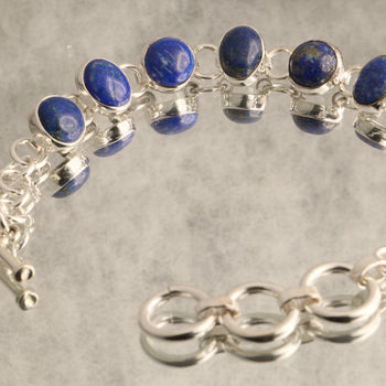 Celestial Mystique - Lapis Lazuli 925 Silver Bracelet