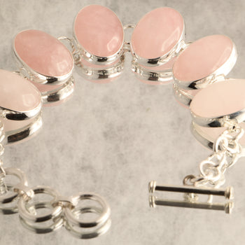 Harmony’s Touch - Rose Quartz 925 Silver Bracelet