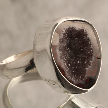 Earth's Heart - Geode 925 Sterling Silver Adjustable Ring