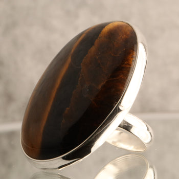 Celestial Watch - Tiger's Eye 925 Silver Adjustable Solitaire Ring