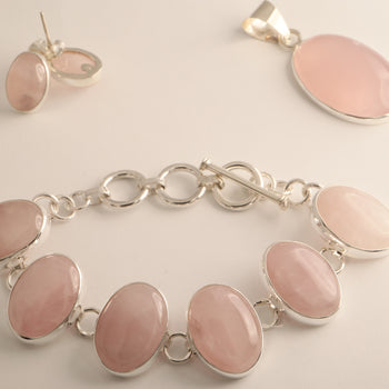 Rosa Clara – Rose Quartz Jewelry Set in 925 Sterling Silver