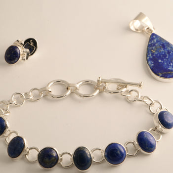 Celestial Elegance – Lapis Lazuli & 925 Sterling Silver Jewelry Set