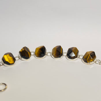 Warrior’s Spirit - Faceted Tiger’s Eye 925 Silver Bracelet