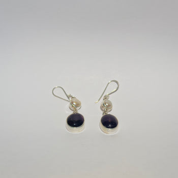 Mystical Balance - Amethyst and Cultured Pearl 925 Silver Earrings