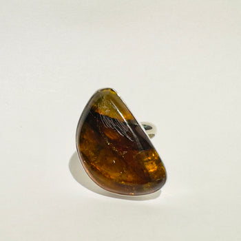 Sunset Glow - Chiapas Amber 925 Silver Ring