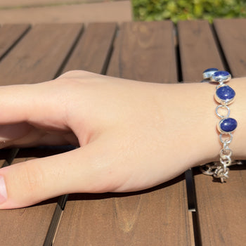 Celestial Mystique - Lapis Lazuli 925 Silver Bracelet